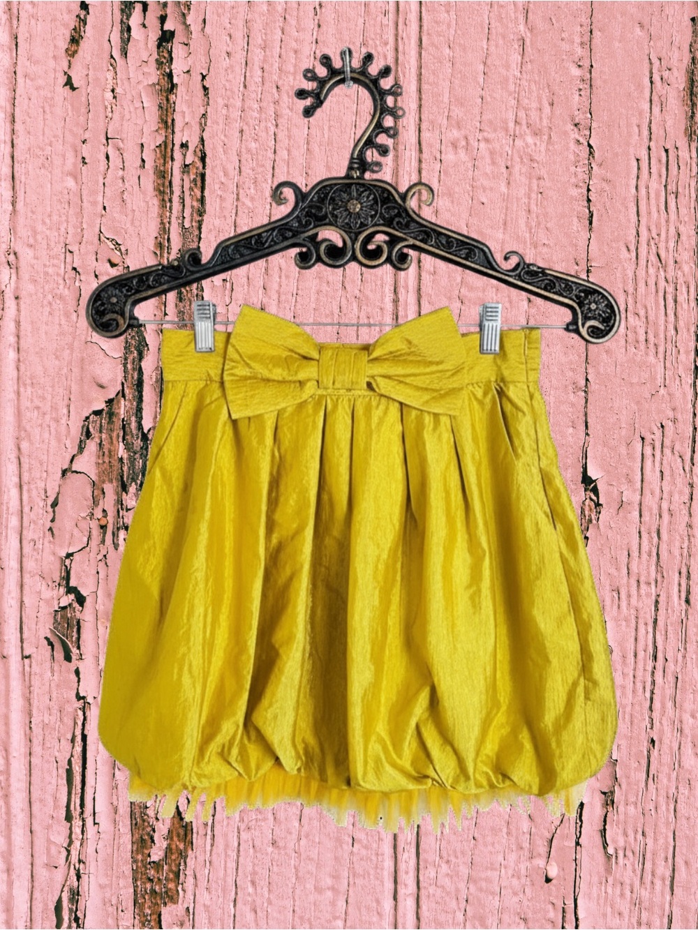 Twelve by Twelve Yellow Bow-Front Bubble Skirt Sz Small